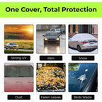 Half car cover one cover total protection against strong UV, rain, snow, dust, fallen leaves and bird waste, all-weather car protection