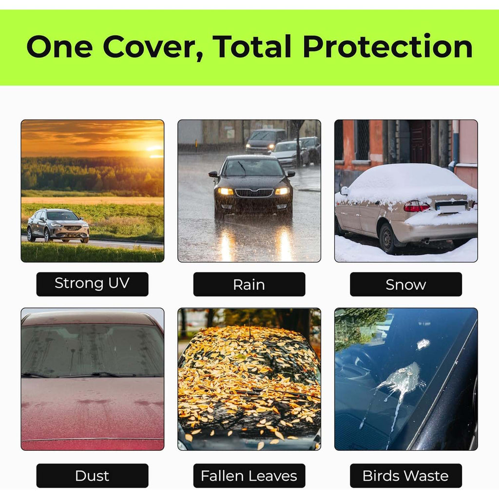 Half car cover one cover total protection against strong UV, rain, snow, dust, fallen leaves and bird waste, all-weather car protection