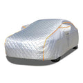 Silver hail-proof full car cover with orange trim for Sedans, SUVs & Pickup Trucks, white background, hail protection waterproof all-weather car cover