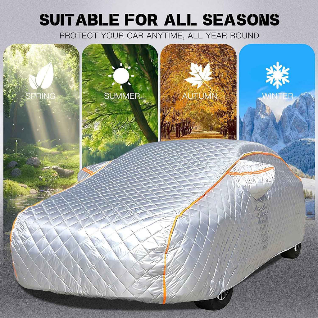 Silver hail-proof full car cover suitable for all seasons, spring, summer, autumn and winter, year-round outdoor protection, protect your car anytime