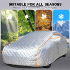 Silver hail-proof full car cover suitable for all seasons, spring, summer, autumn and winter, year-round outdoor protection, protect your car anytime