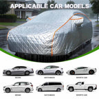 Full car cover compatible with sedan, hatchback, sports car, SUV, MPV and pickup truck, applicable to multiple car models in heavy rain