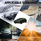 Black waterproof full car cover suitable for all seasons spring summer autumn winter, year-round outdoor protection